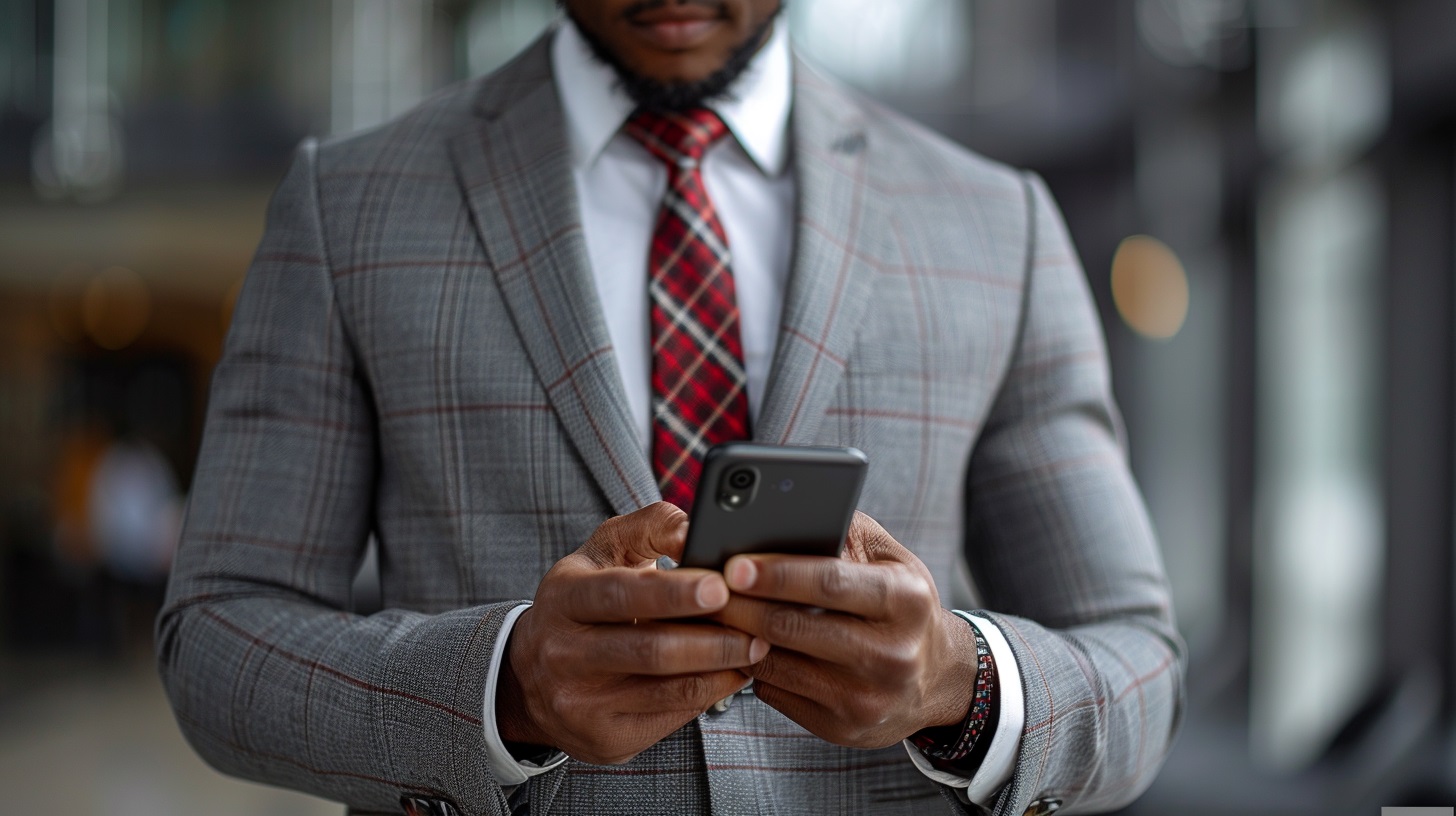 A businessman uses the app